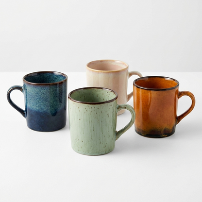 Reactive Stoneware Coffee Mug - Set of 4