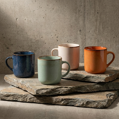 Reactive Stoneware Coffee Mug - Set of 4