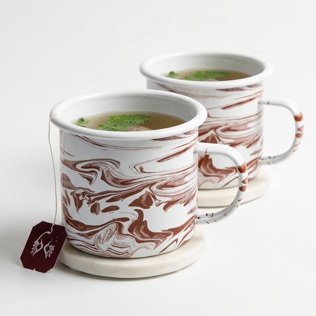 Handmade Marble Tea Cup - Set of 2