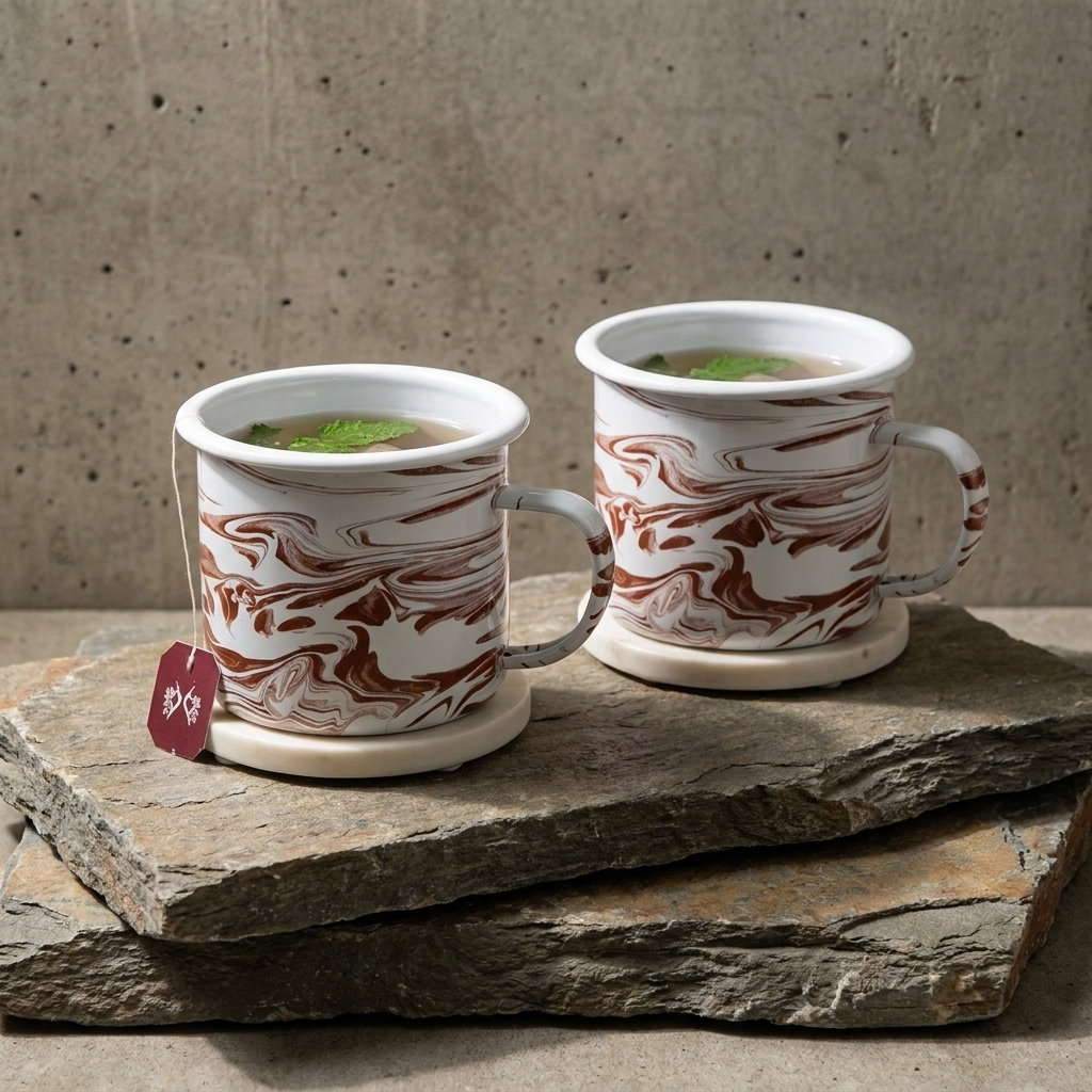 Handmade Marble Tea Cup - Set of 2