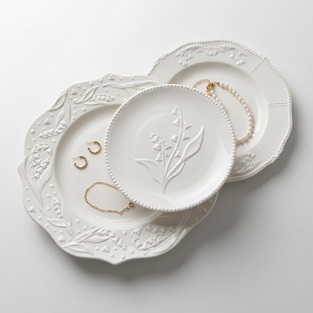Embossed Ceramic Dinner Plate - Set of 3