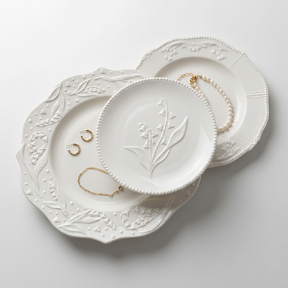 Embossed Ceramic Dinner Plate - Set of 3