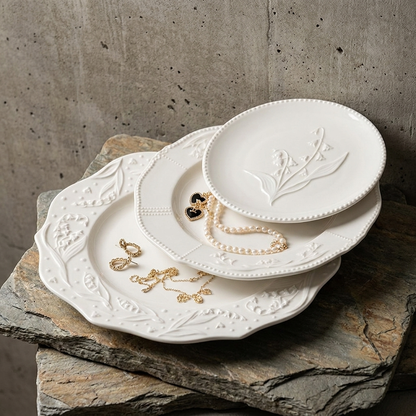 Embossed Ceramic Dinner Plate - Set of 3