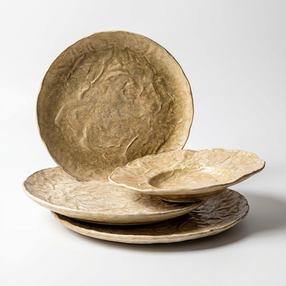 Handmade Brown Ceramic Plate - Set of 4