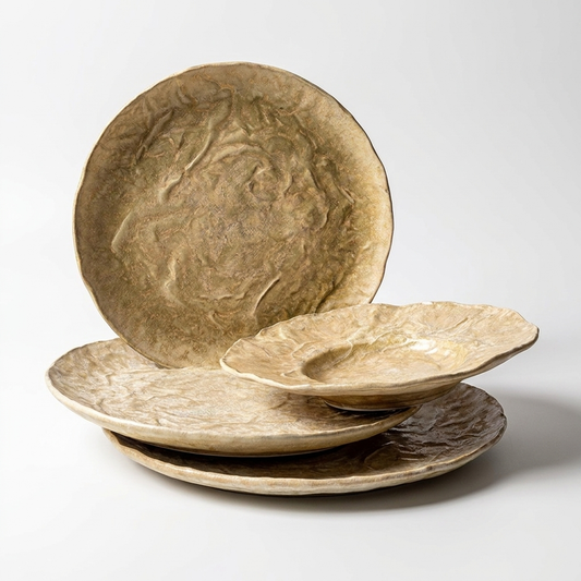 Handmade Brown Ceramic Plate - Set of 4