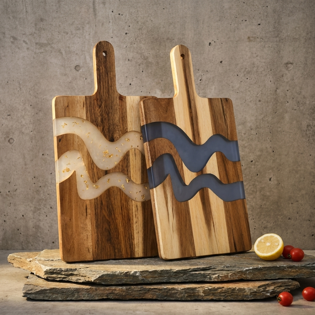 Handmade Acacia Wood Cutting Board - Set of 2