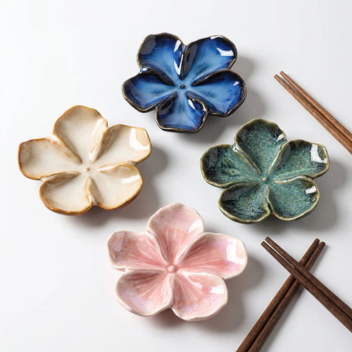 Handmade Ceramic Flower Dipping Dish - Set of 4